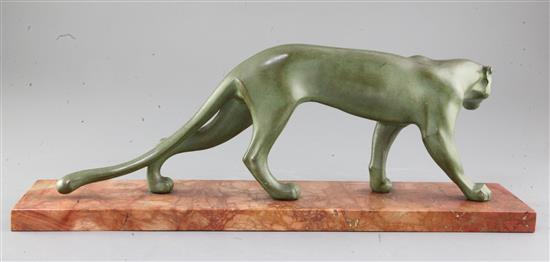 M. Font. An Art Deco bronzed model of a panther, 18.75in.
